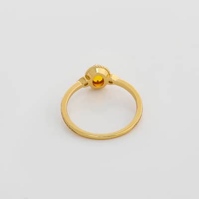 Gemstone 925 Sterling Silver Gold Plated Vintage Oval Amber Twig Ring detail 4
