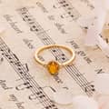Gemstone 925 Sterling Silver Gold Plated Vintage Oval Amber Twig Ring 5