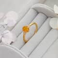Gemstone 925 Sterling Silver Gold Plated Vintage Oval Amber Twig Ring 6