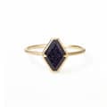 Blue Aventurine Gemstone 925 Sterling Silver Gold Plated Geometrical Star Starry Sky Ring 1