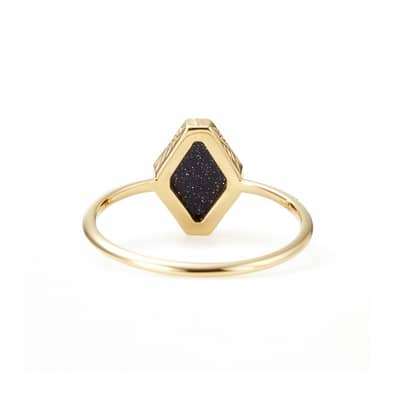 Blue Aventurine Gemstone 925 Sterling Silver Gold Plated Geometrical Star Starry Sky Ring detail 6