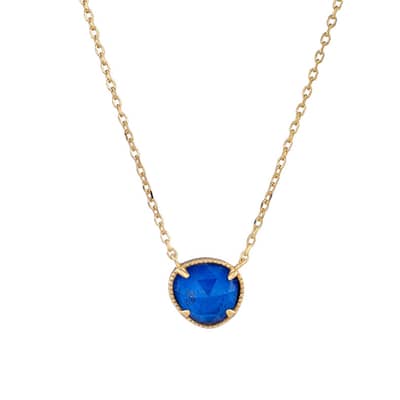 Lapis Lazuli Gemstone 925 Sterling Silver Gold Plated Charm Crystal Necklace detail 1