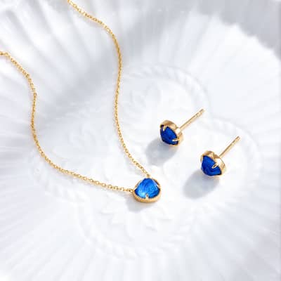 Lapis Lazuli Gemstone 925 Sterling Silver Gold Plated Charm Crystal Necklace detail 2