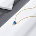Lapis Lazuli Gemstone 925 Sterling Silver Gold Plated Charm Crystal Necklace 3