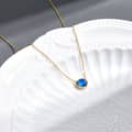 Lapis Lazuli Gemstone 925 Sterling Silver Gold Plated Charm Crystal Necklace 4