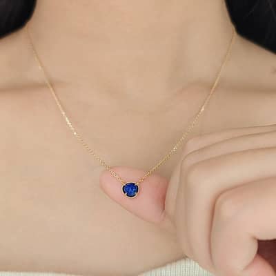 Lapis Lazuli Gemstone 925 Sterling Silver Gold Plated Charm Crystal Necklace detail 5