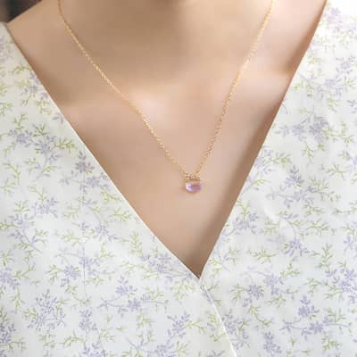 Quartz Gemstone 925 Sterling Silver Gold Plated Sky Clouds Star Necklace detail 5