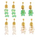 Trendy Stainless Steel Gold Plated Bell Orchid Bead Earrings Pearl Natural Stone Tassel Dangle 1