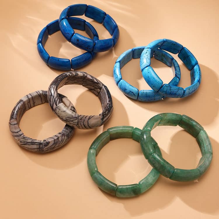 Unique Design Elegant Multi Color Natural Stone Luxury Elastic Bracelet - main