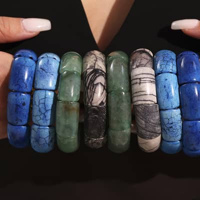 Unique Design Elegant Multi Color Natural Stone Luxury Elastic Bracelet detail 3