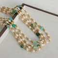 Trendy Freshwater Pearl Geometric Natural Stone Steel Bead Titanium Steel Necklace 1