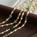 Trendy Freshwater Pearl Geometric Natural Stone Steel Bead Titanium Steel Necklace 3