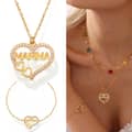 Love Zircon Letter Collarbone Necklace Bracelet Titanium Steel 18K Gold Jewelry Set 1