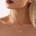 Love Zircon Letter Collarbone Necklace Bracelet Titanium Steel 18K Gold Jewelry Set 2