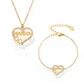 Love Zircon Letter Collarbone Necklace Bracelet Titanium Steel 18K Gold Jewelry Set 5