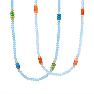 Elegant Natural Stone Pine Stone Handmade Bead Titanium Steel Gold Plated Necklace detail 5