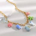 18K Gold Plated Ocean Fish Colored Ceramic Stainless Steel Pendant Necklace 1