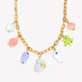18K Gold Plated Ocean Fish Colored Ceramic Stainless Steel Pendant Necklace 2