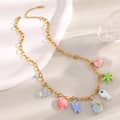 18K Gold Plated Ocean Fish Colored Ceramic Stainless Steel Pendant Necklace 4