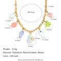 18K Gold Plated Ocean Fish Colored Ceramic Stainless Steel Pendant Necklace 5