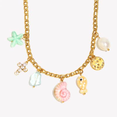 18K Gold Plated Conch Luxury Stainless Steel Handmade Starfish Pendant Necklace detail 3
