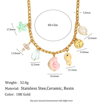 18K Gold Plated Conch Luxury Stainless Steel Handmade Starfish Pendant Necklace detail 4