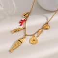 18K Gold Plated Bohemian Light Luxury Stainless Steel Handmade Fish Pendant Necklace 2