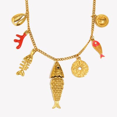 18K Gold Plated Bohemian Light Luxury Stainless Steel Handmade Fish Pendant Necklace detail 5