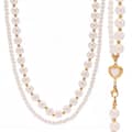 Elegant Pearl Small Steel Beaded Double Layer Heart Shape Pendant Necklace 1