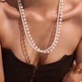 Elegant Pearl Small Steel Beaded Double Layer Heart Shape Pendant Necklace 2