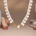 Elegant Pearl Small Steel Beaded Double Layer Heart Shape Pendant Necklace 4