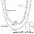 Steel Pearl Double Layer Necklace 53cm
