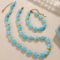 Bohemian Stainless Steel 18K Gold Plated Jewelry Set Handmade Colourful Ceramic Bead Necklace Bracelet 2