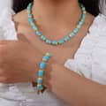 Bohemian Stainless Steel 18K Gold Plated Jewelry Set Handmade Colourful Ceramic Bead Necklace Bracelet 4