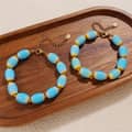 Bohemian Stainless Steel 18K Gold Plated Jewelry Set Handmade Colourful Ceramic Bead Necklace Bracelet 5