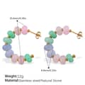 Pink Green Natural Stone Earrings