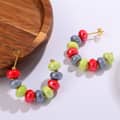 Bohemian Stainless Steel Jewelry Set Ceramic Ocean Colorful Dopamine Beaded Necklace Bracelet Hoop Earring 3