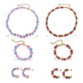Bohemian Stainless Steel Jewelry Set Ceramic Ocean Colorful Dopamine Beaded Necklace Bracelet Hoop Earring 4