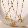 Elegant Stainless Steel Heart Shaped Cross Pendant Freshwater Pearl Necklace Bracelet Set 1