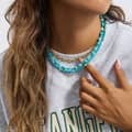 INS Style Turquoise Natural Stone Necklace Stainless Steel Beads Handmade Jewelry 2