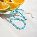 INS Style Turquoise Natural Stone Necklace Stainless Steel Beads Handmade Jewelry 4
