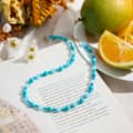 INS Style Turquoise Natural Stone Necklace Stainless Steel Beads Handmade Jewelry 5