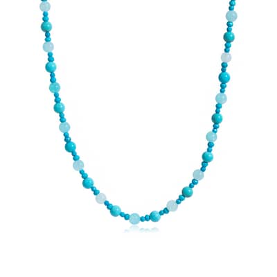 INS Style Turquoise Natural Stone Necklace Stainless Steel Beads Handmade Jewelry detail 6