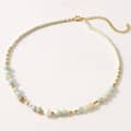 Natural Stone Handmade Beaded Necklace With Freshwater Pearl Stainless Steel 1