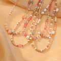 INS Style Natural Stone Pink Necklace With Freshwater Pearl Stainless Steel Beads 2