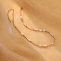 INS Style Natural Stone Pink Necklace With Freshwater Pearl Stainless Steel Beads 4