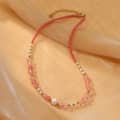 INS Style Natural Stone Pink Necklace With Freshwater Pearl Stainless Steel Beads 5