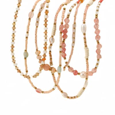 INS Style Natural Stone Pink Necklace With Freshwater Pearl Stainless Steel Beads detail 6