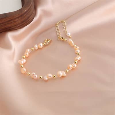 18K Gold Plated Elegant Adjustable Natural Freshwater Pearl Beaded Bracelet detail 2