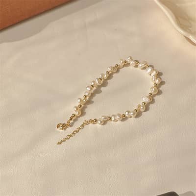 18K Gold Plated Elegant Adjustable Natural Freshwater Pearl Beaded Bracelet detail 5